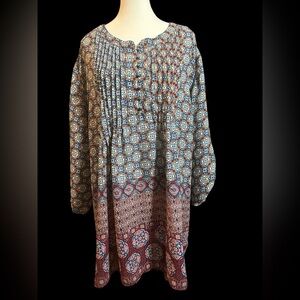 Woman Within Multicolor Patterned Tunic Top